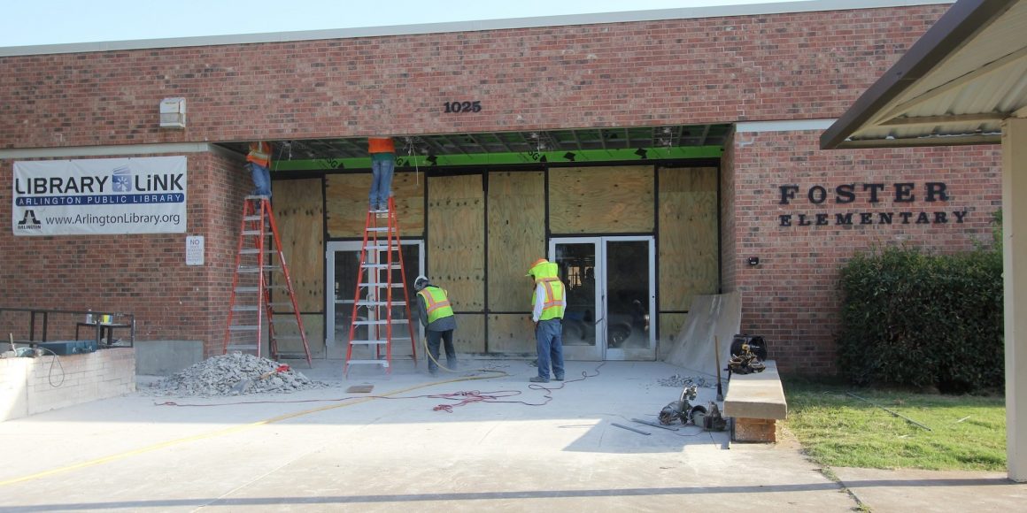 Construction at the Foster Elementary entrance