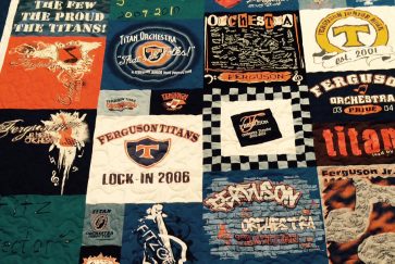 Quilt made of Ferguson orchestra t-shirts