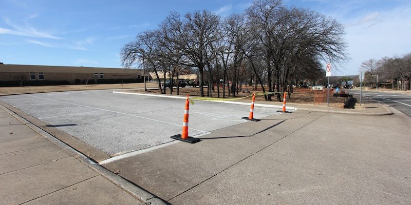 Site work about to begin at Sherrod - cones up in the driveway