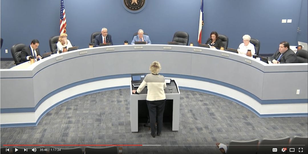 Screenshot from video of AISD CFO presenting a bond update to the AISD Board of Trustees