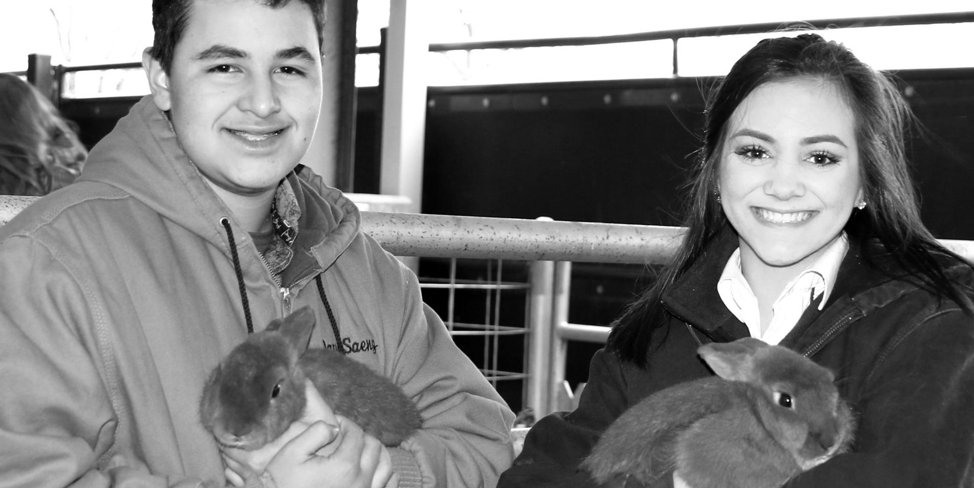 Agriculture Science students holding rabbits