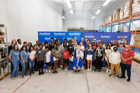 Seager and Texas Ranger teammates with Arlington ISD students at Academy for shopping spree
