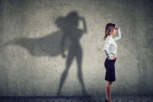 Woman with Superhero shadow