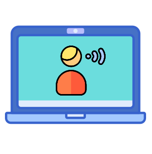Computer with student talking